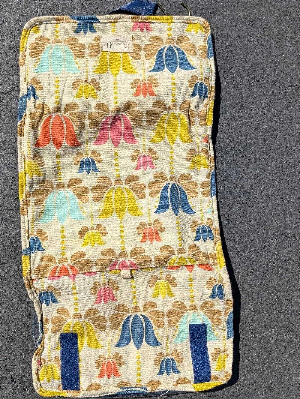 Travel Makeup Storage Pouch Bag Zip Pocket Canvas Hook Traveling Floral Primrose